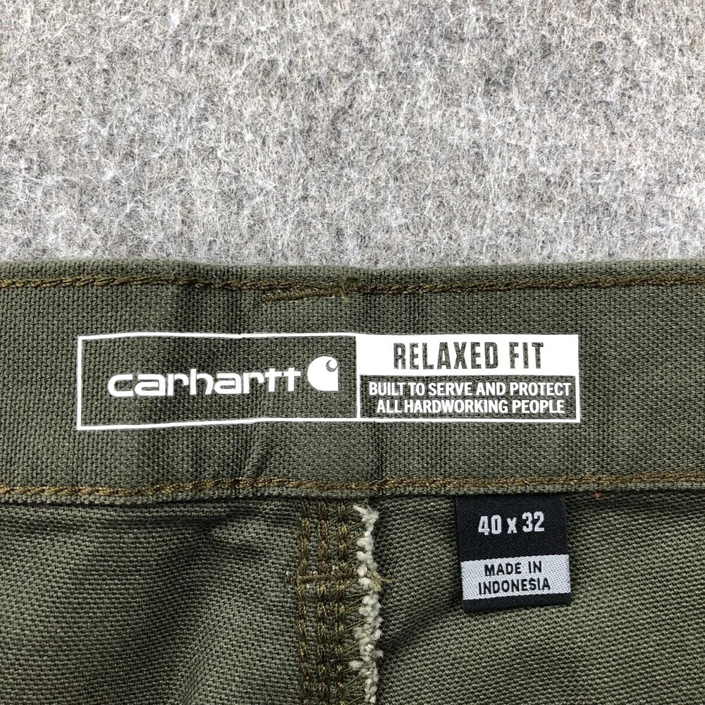 Carhartt Pants Mens 40x32 Green Canvas Carpenter Relaxed Straight Workwear